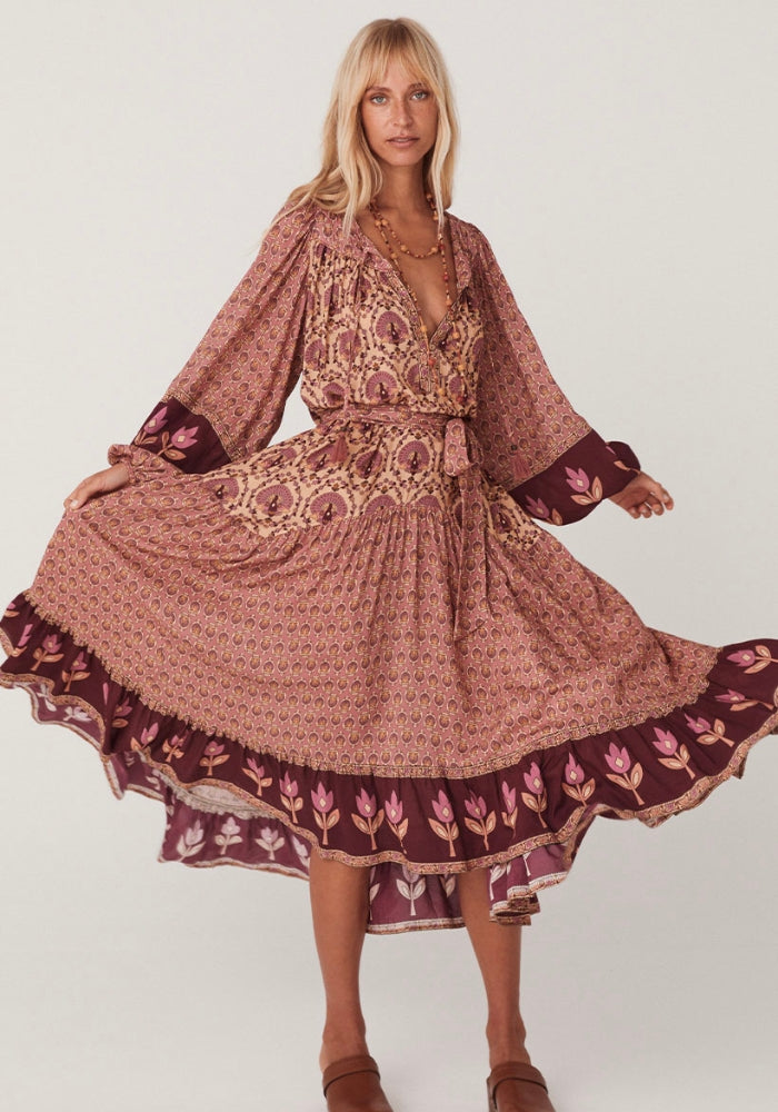 SPELL Château Boho Gown - Grape