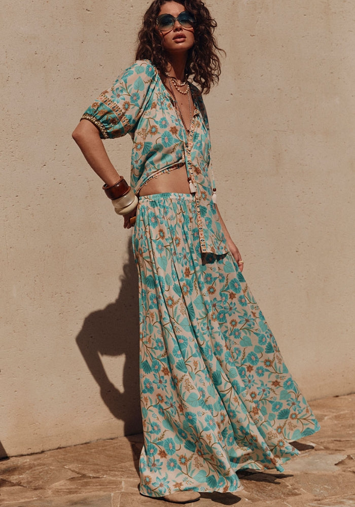 SPELL Goldie Maxi Skirt - Lagoon