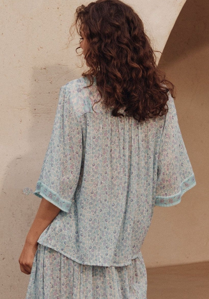 SPELL Little Bird Flutter Sleeve Blouse - Sky