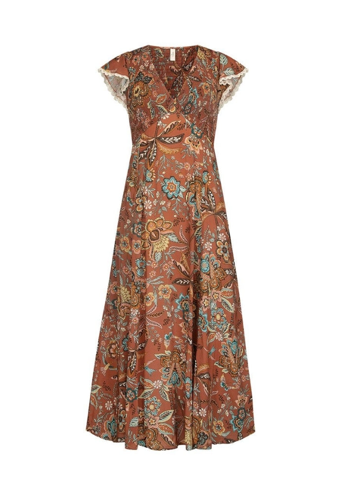 SPELL Mojave Shirred Gown - Amber
