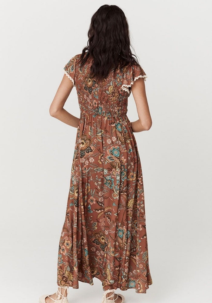 SPELL Mojave Shirred Gown - Amber
