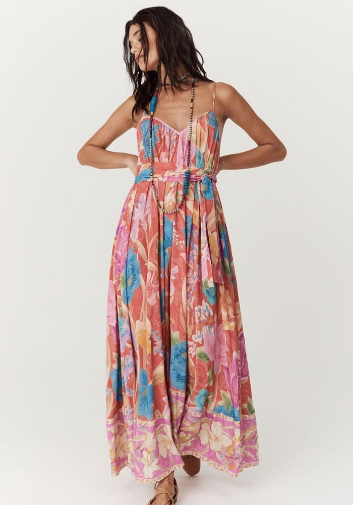 SPELL Painters Garden Strappy Maxi Dress - Crimson