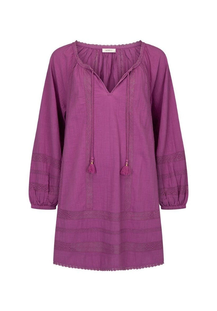 SPELL Serendipity Lace Tunic Dress - Orchid