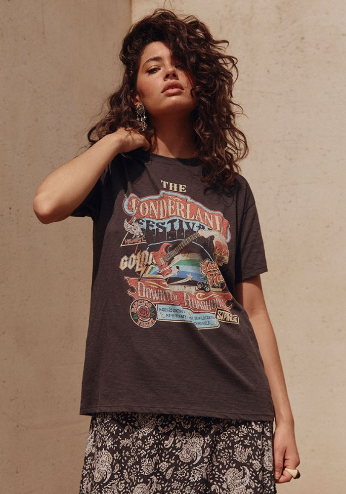 SPELL Wonderland Biker Tee - Charcoal