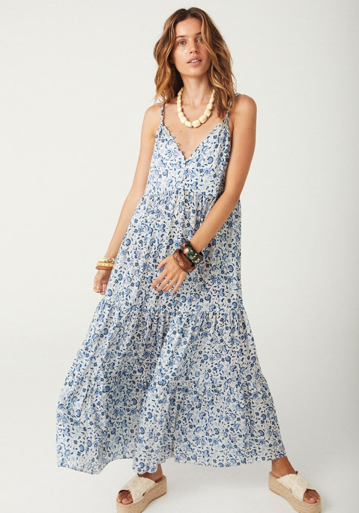 SPELL Sunshine Bandit Strappy Gown - Chambray