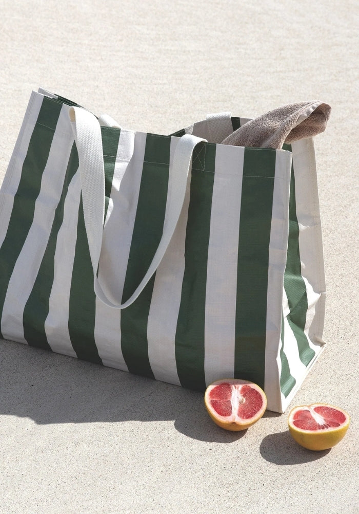 SUNNY LIFE Carryall Beach Bag  - The Vacay Olive Stripe