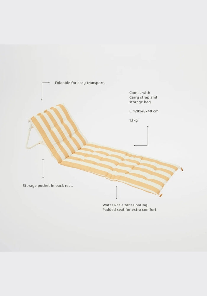 SUNNY LIFE Reclining Beach Chair Mango Bay Golden Mustard Stripe