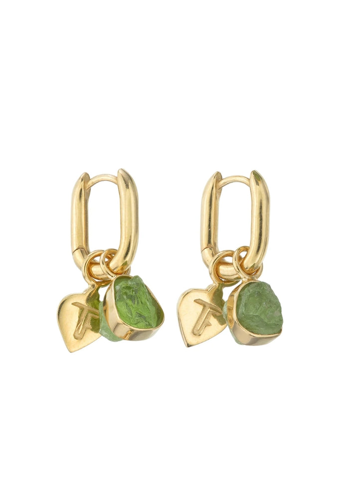 TIGERFRAME Rough Gem Charm - Oval Hoops - Peridot + Gold