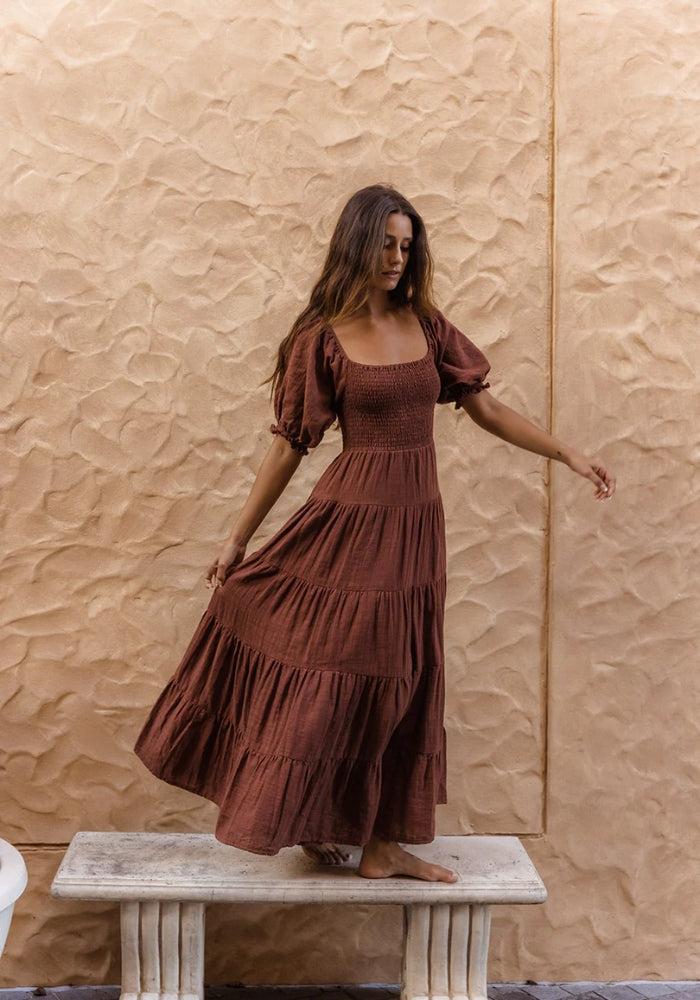 Flora Maxi Dress - Chocolate