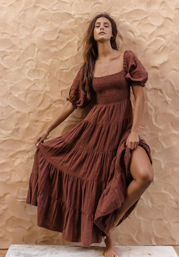 Flora Maxi Dress - Chocolate