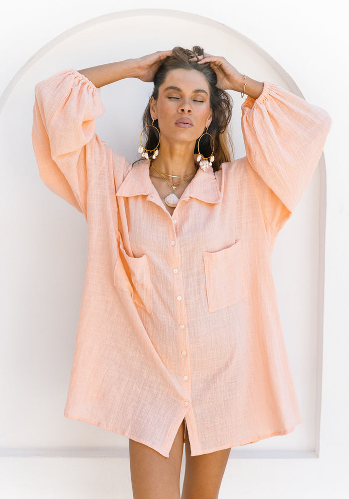 Capri Shirt Dress- Grapefruit