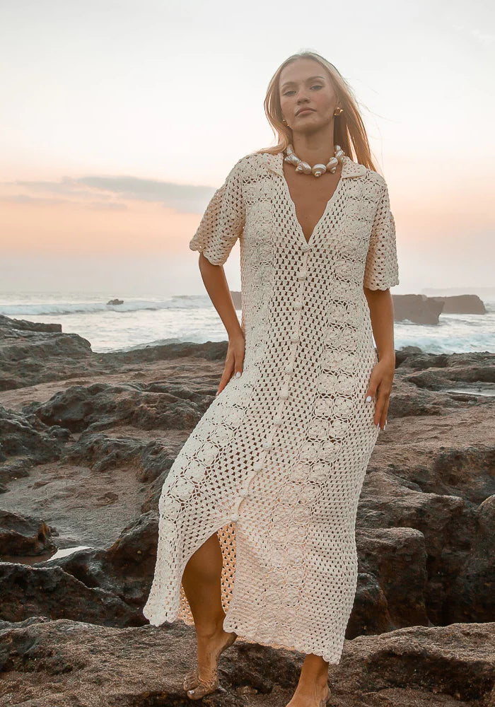 PALM COLLECTIVE Crochet Maxi Dress