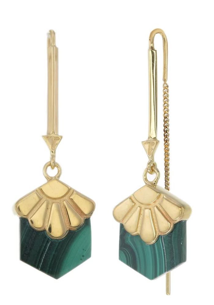 Tiger Frame Mini Deco Daisy pull through earrings- Malachite