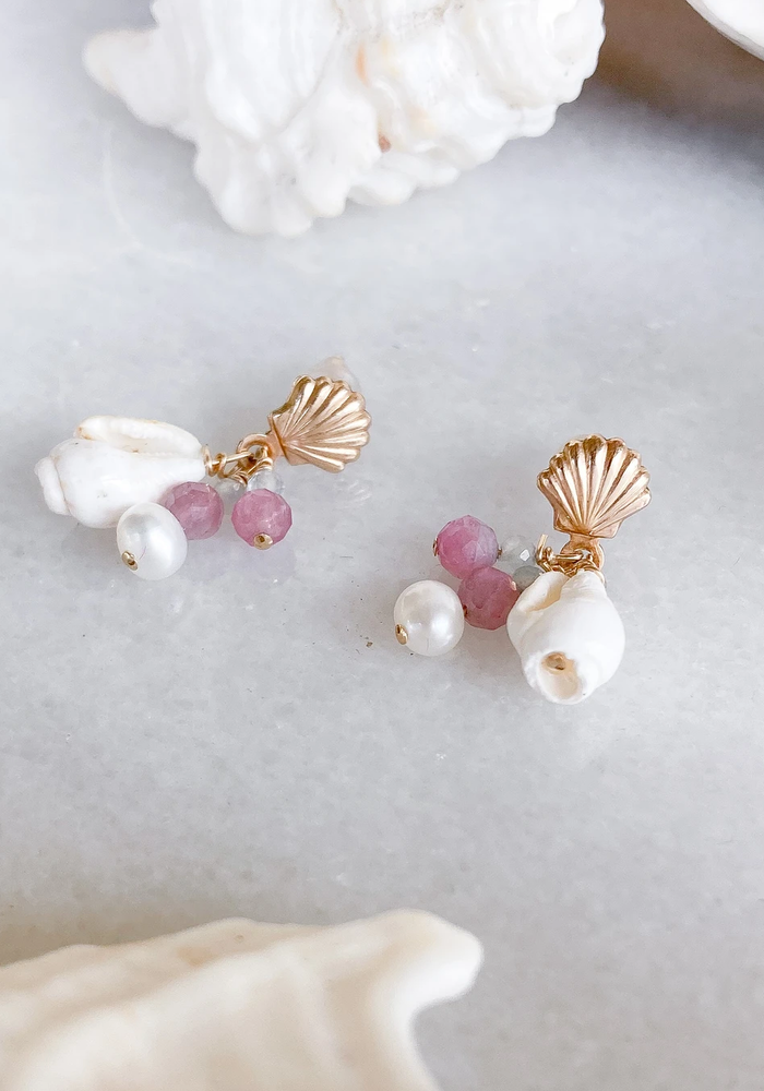 Shell & Gemstone Studs