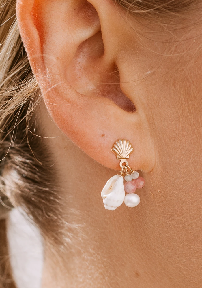 LUNARESEA JEWELLERY Shell and Gemstone Earrings